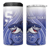 Personalized Samoana High School 4 in 1 Can Cooler Tumbler Polynesian Tribal Shark LT05 One Size: 16 oz Blue - Polynesian Pride