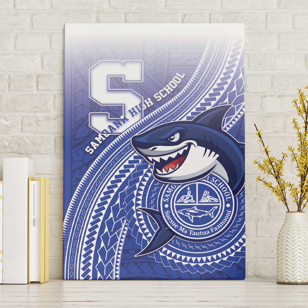 Samoana High School Canvas Wall Art Polynesian Tribal Shark LT05 Without Frame Blue - Polynesian Pride
