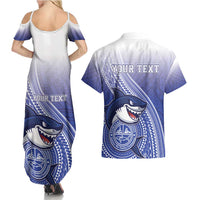 Personalized Samoana High School Couples Matching Summer Maxi Dress and Hawaiian Shirt Polynesian Tribal Shark LT05 - Polynesian Pride
