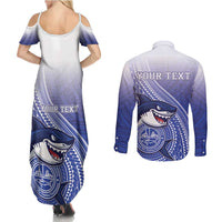 Personalized Samoana High School Couples Matching Summer Maxi Dress and Long Sleeve Button Shirt Polynesian Tribal Shark LT05 - Polynesian Pride