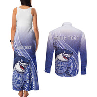 Personalized Samoana High School Couples Matching Tank Maxi Dress and Long Sleeve Button Shirt Polynesian Tribal Shark LT05 - Polynesian Pride