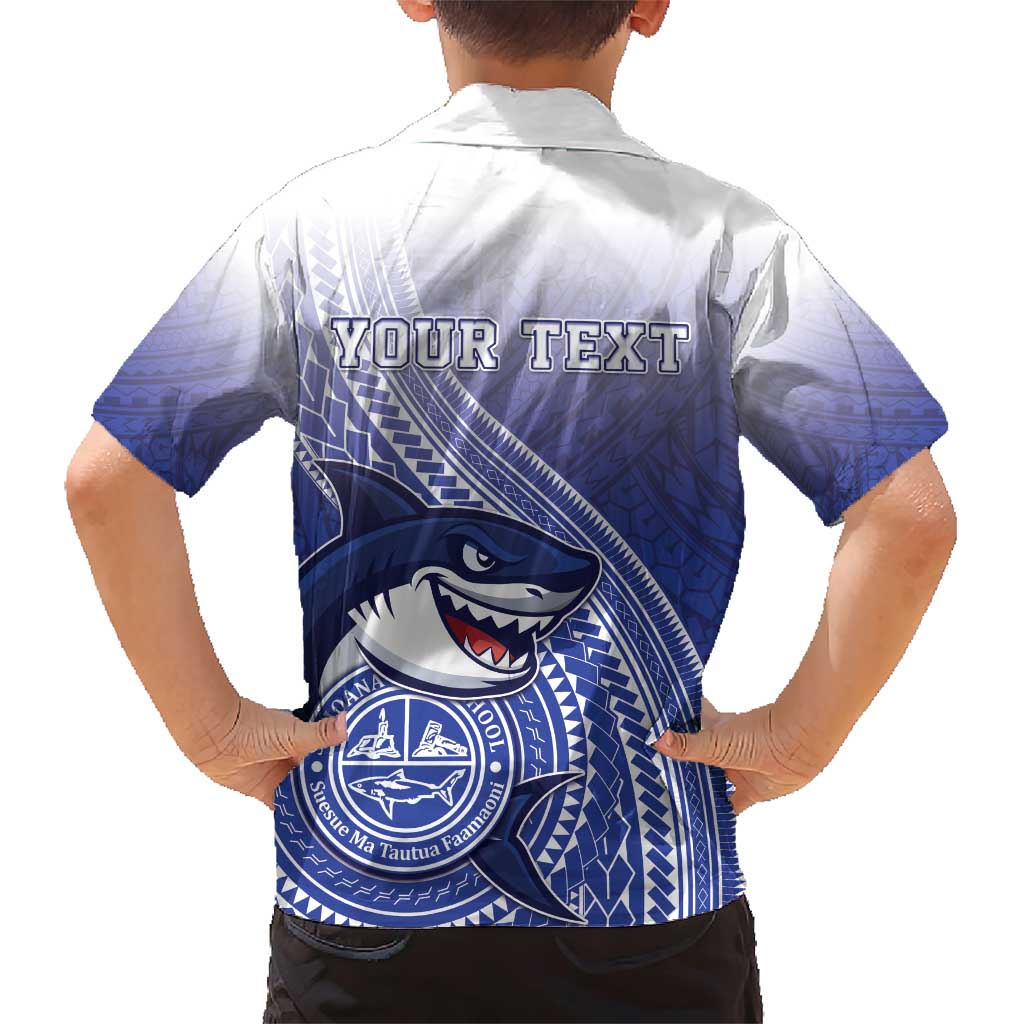 Personalized Samoana High School Family Matching Short Sleeve Bodycon Dress and Hawaiian Shirt Polynesian Tribal Shark