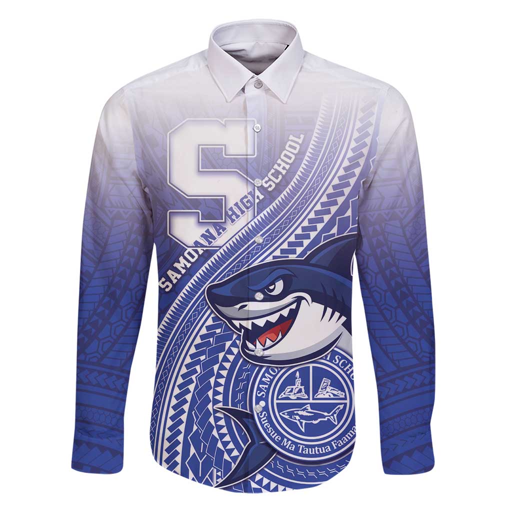 Personalized Samoana High School Family Matching Tank Maxi Dress and Hawaiian Shirt Polynesian Tribal Shark