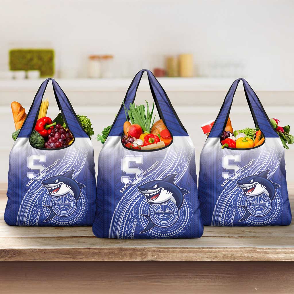 Samoana High School Grocery Bag Polynesian Tribal Shark LT05 3-pack One Size Blue - Polynesian Pride