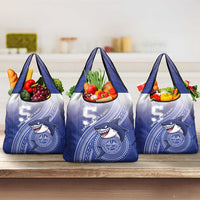 Samoana High School Grocery Bag Polynesian Tribal Shark LT05 3-pack One Size Blue - Polynesian Pride