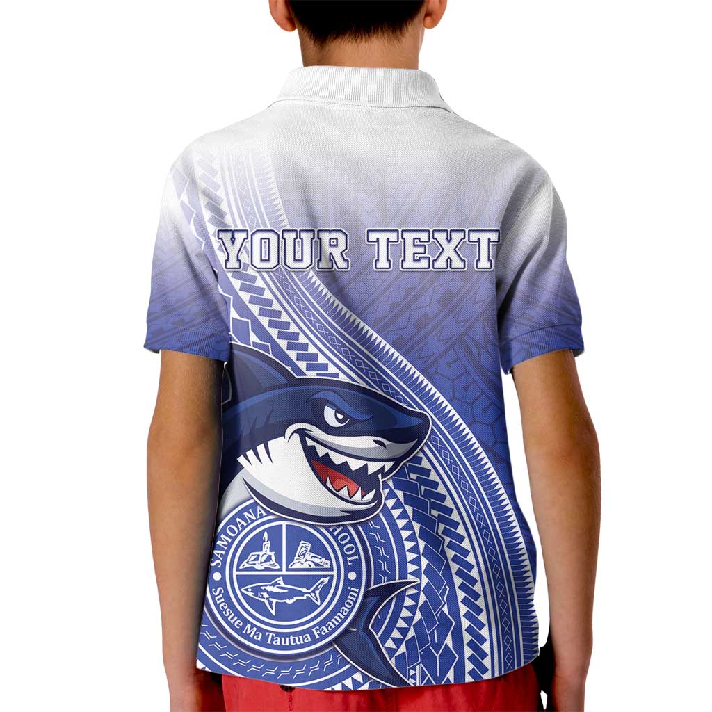 Personalized Samoana High School Kid Polo Shirt Polynesian Tribal Shark
