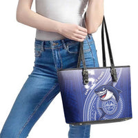 Samoana High School Leather Tote Bag Polynesian Tribal Shark