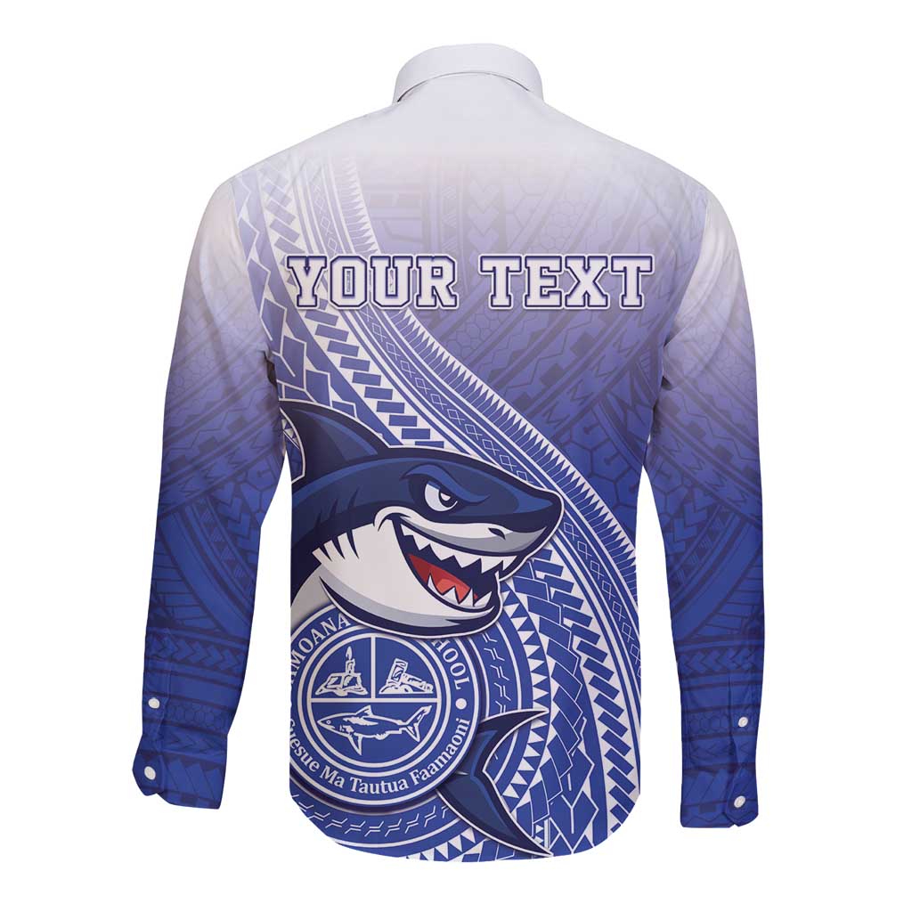 Personalized Samoana High School Long Sleeve Button Shirt Polynesian Tribal Shark LT05 - Polynesian Pride