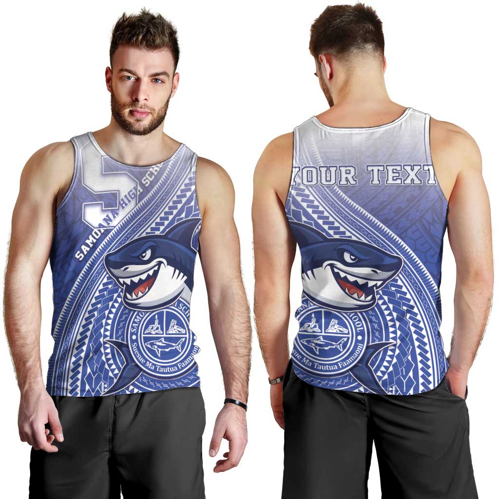 Personalized Samoana High School Men Tank Top Polynesian Tribal Shark