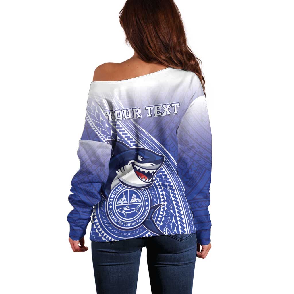 Personalized Samoana High School Off Shoulder Sweater Polynesian Tribal Shark