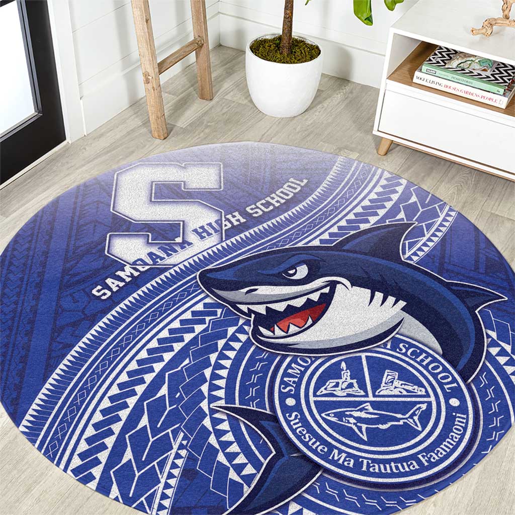Samoana High School Round Carpet Polynesian Tribal Shark