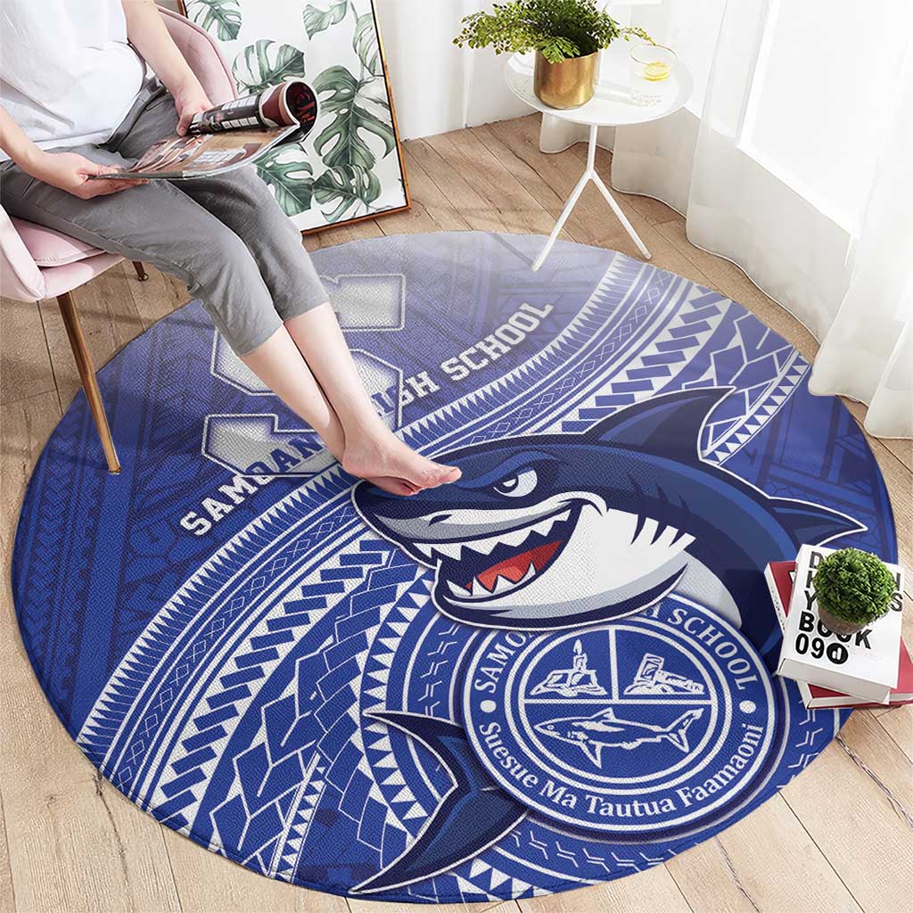 Samoana High School Round Carpet Polynesian Tribal Shark