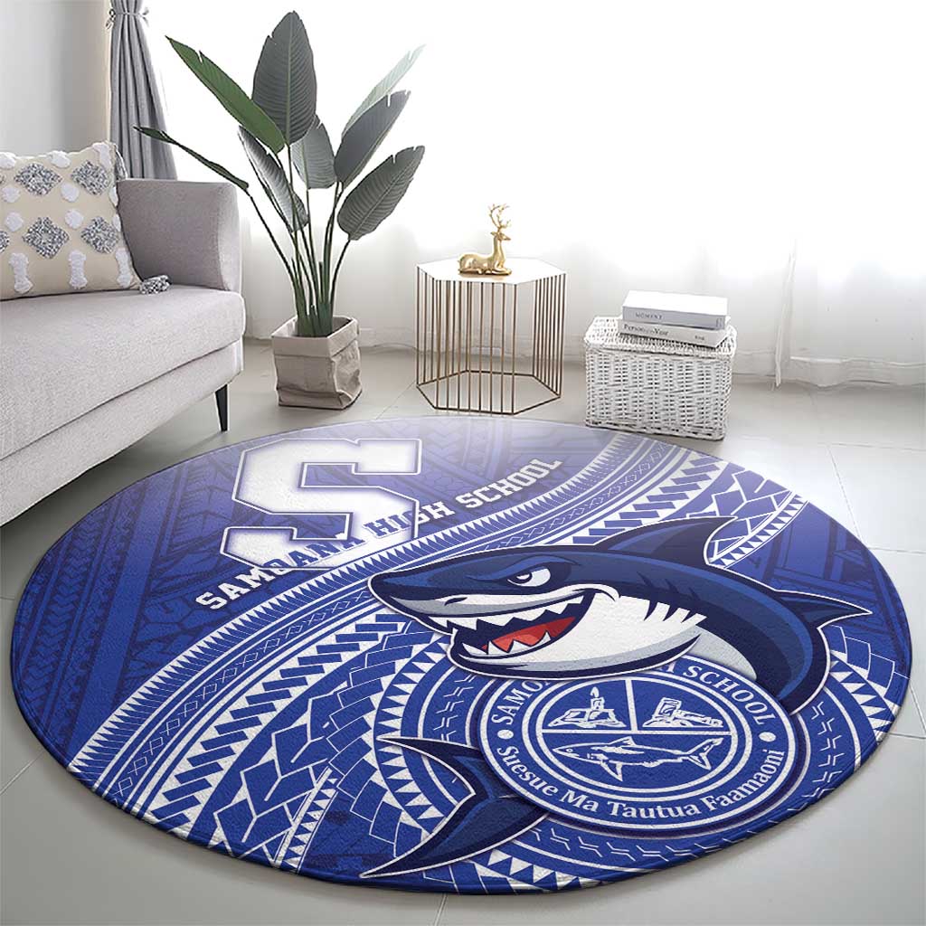 Samoana High School Round Carpet Polynesian Tribal Shark