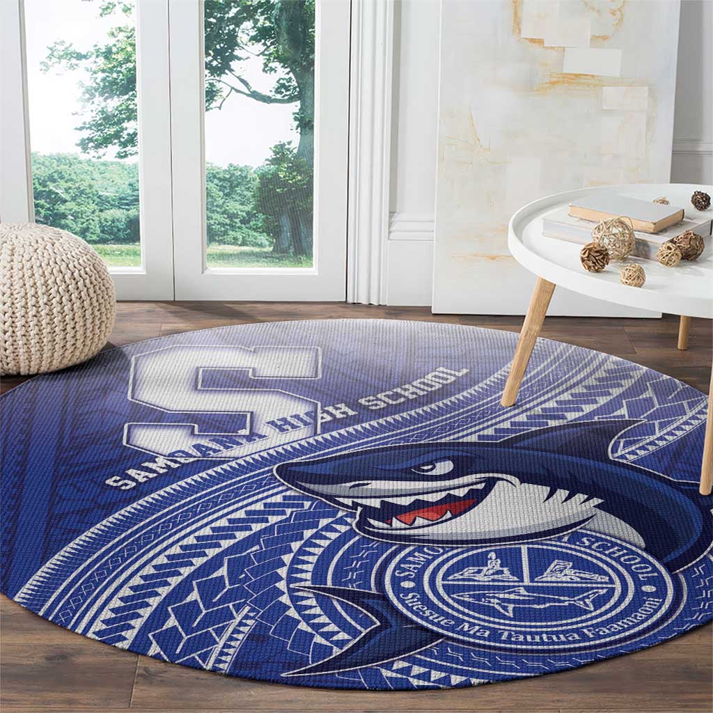 Samoana High School Round Carpet Polynesian Tribal Shark