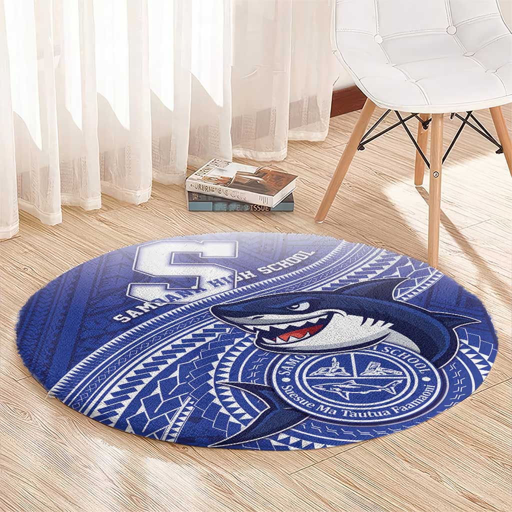 Samoana High School Round Carpet Polynesian Tribal Shark