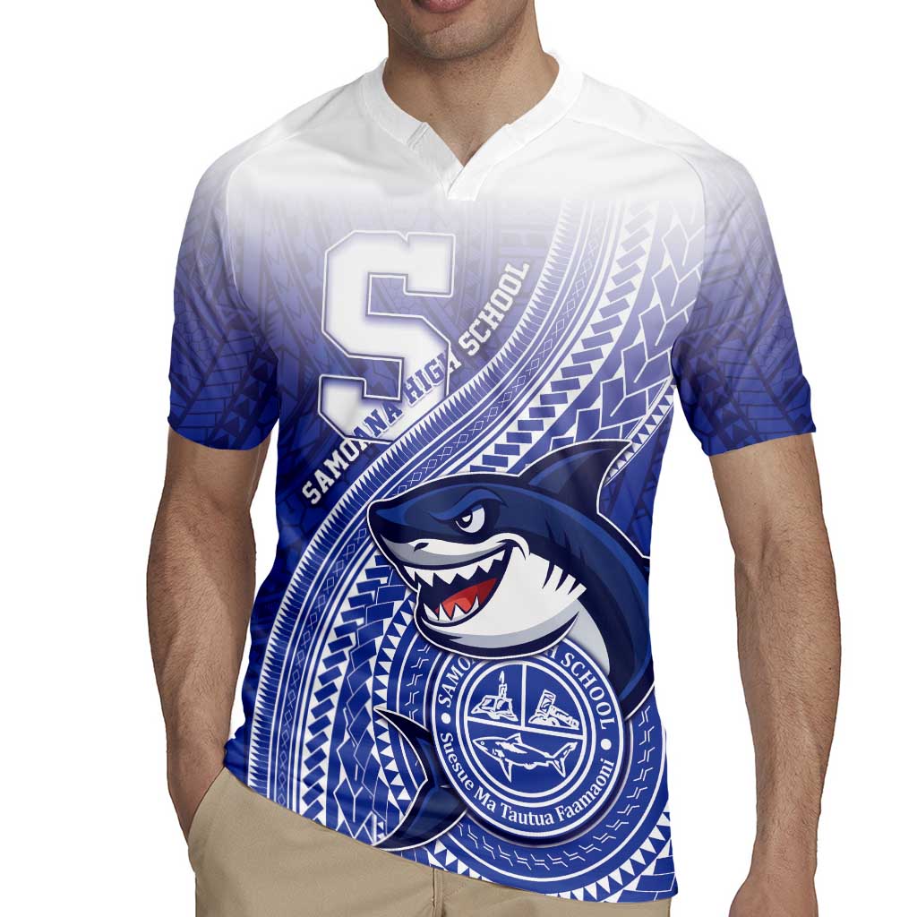 Personalized Samoana High School Rugby Jersey Polynesian Tribal Shark