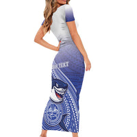 Personalized Samoana High School Short Sleeve Bodycon Dress Polynesian Tribal Shark
