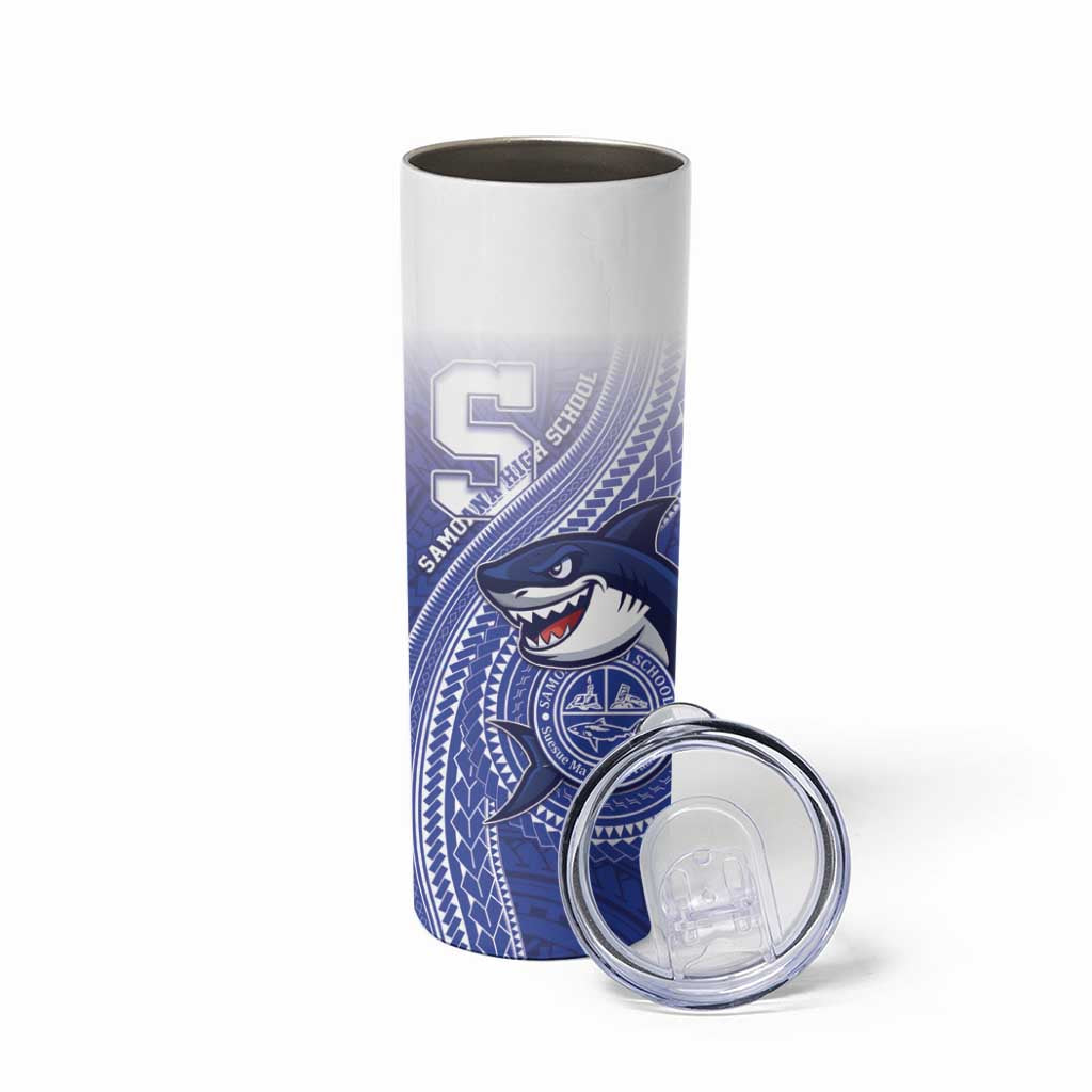Personalized Samoana High School Skinny Tumbler Polynesian Tribal Shark