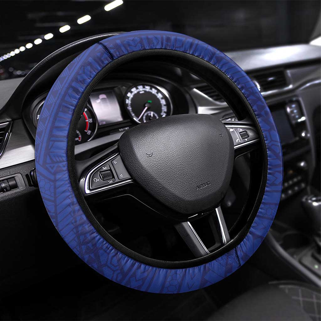 Samoana High School Steering Wheel Cover Polynesian Tribal Shark LT05 Universal Fit Blue - Polynesian Pride