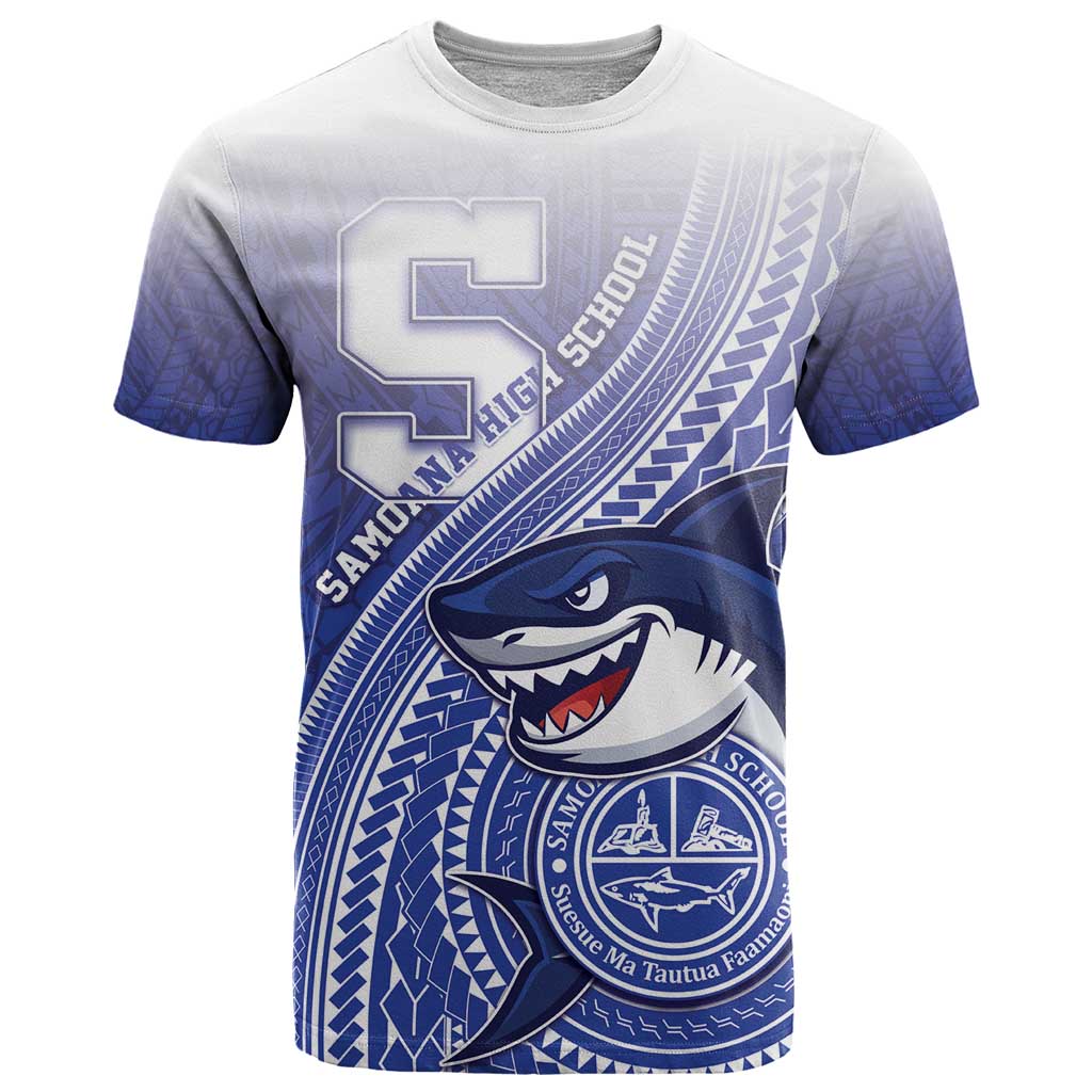 Personalized Samoana High School T Shirt Polynesian Tribal Shark