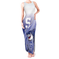 Personalized Samoana High School Tank Maxi Dress Polynesian Tribal Shark LT05 Women Blue - Polynesian Pride