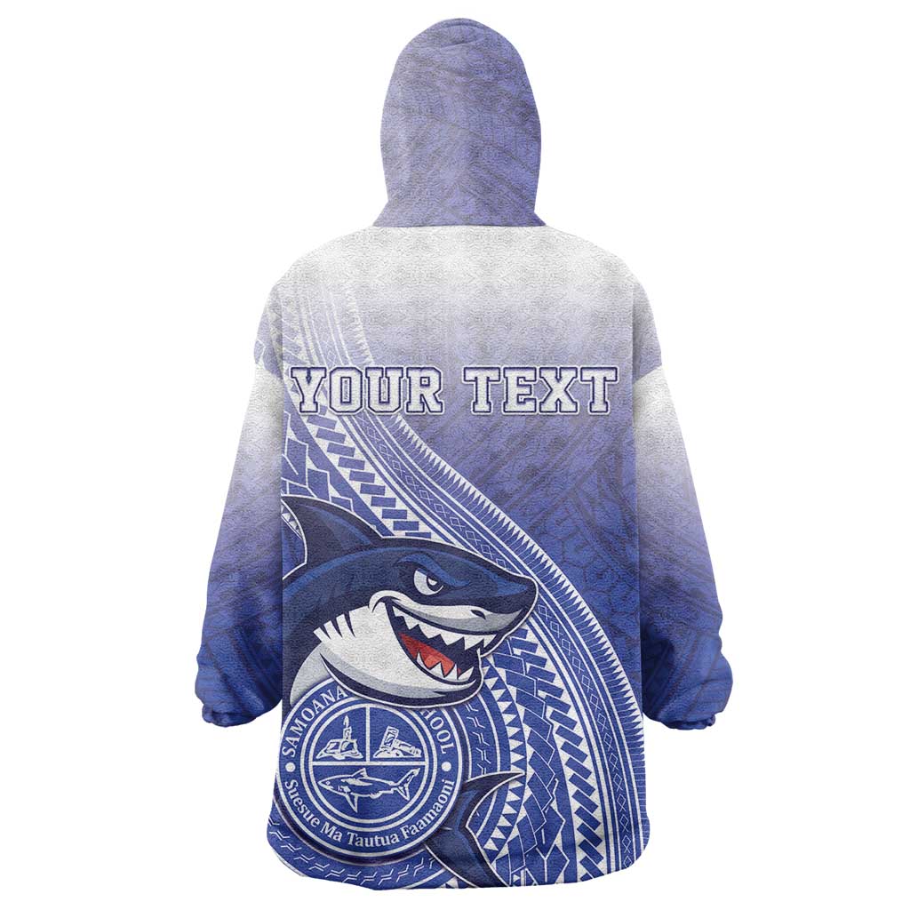 Personalized Samoana High School Wearable Blanket Hoodie Polynesian Tribal Shark LT05 - Polynesian Pride
