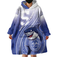 Personalized Samoana High School Wearable Blanket Hoodie Polynesian Tribal Shark LT05 - Polynesian Pride