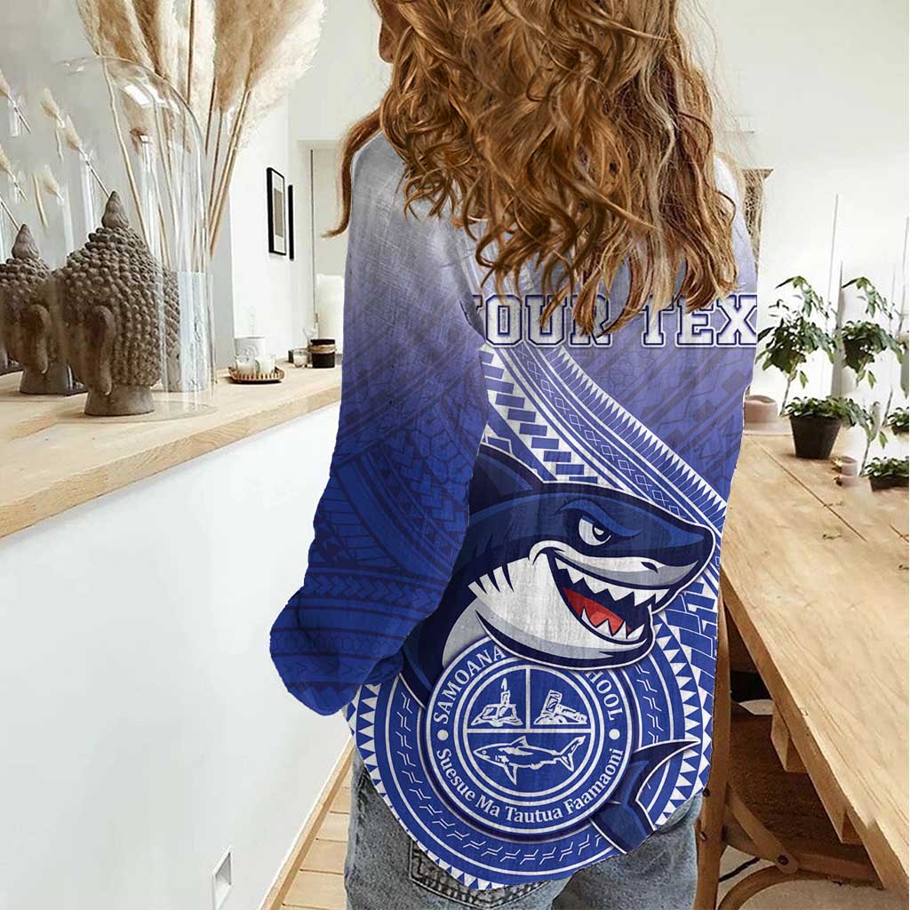 Personalized Samoana High School Women Casual Shirt Polynesian Tribal Shark