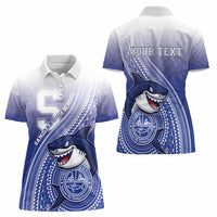 Personalized Samoana High School Women Polo Shirt Polynesian Tribal Shark