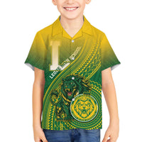 Personalized Leone High School Family Matching Off The Shoulder Long Sleeve Dress and Hawaiian Shirt Leone Lion