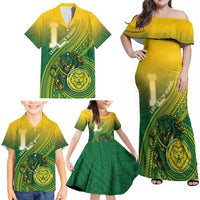 Personalized Leone High School Family Matching Off Shoulder Maxi Dress and Hawaiian Shirt Leone Lion LT05 - Polynesian Pride