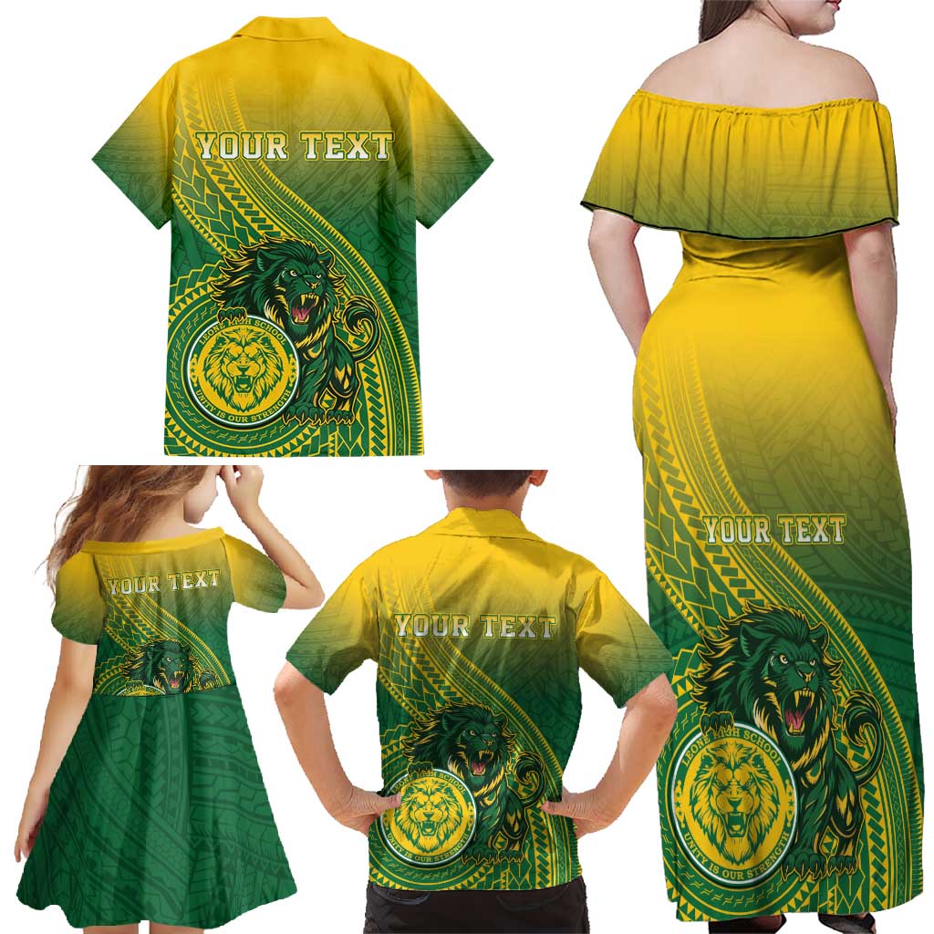 Personalized Leone High School Family Matching Off Shoulder Maxi Dress and Hawaiian Shirt Leone Lion LT05 - Polynesian Pride
