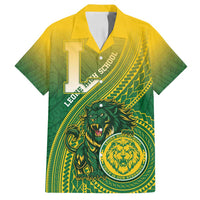 Personalized Leone High School Family Matching Off Shoulder Maxi Dress and Hawaiian Shirt Leone Lion LT05 Dad's Shirt - Short Sleeve Green - Polynesian Pride