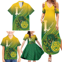 Personalized Leone High School Family Matching Summer Maxi Dress and Hawaiian Shirt Leone Lion LT05 - Polynesian Pride