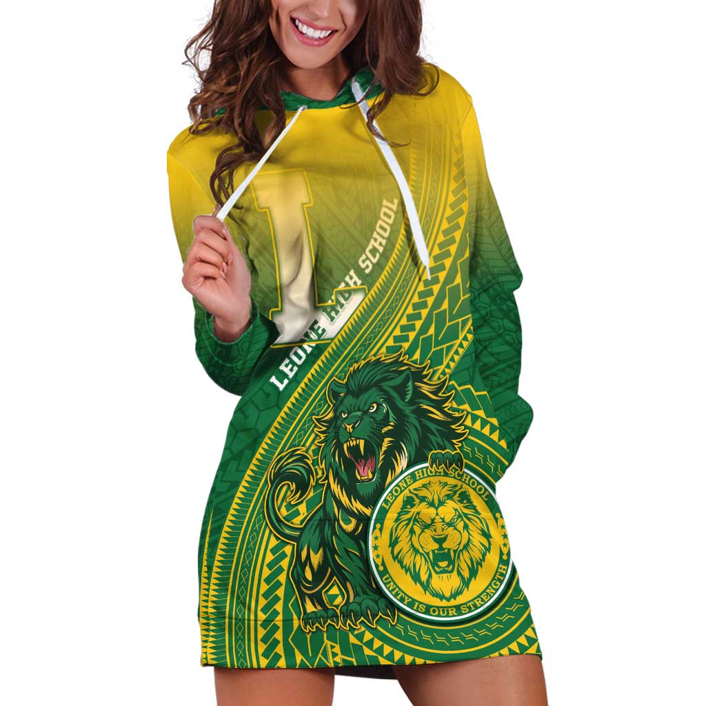 Personalized Leone High School Hoodie Dress Leone Lion LT05 Green - Polynesian Pride
