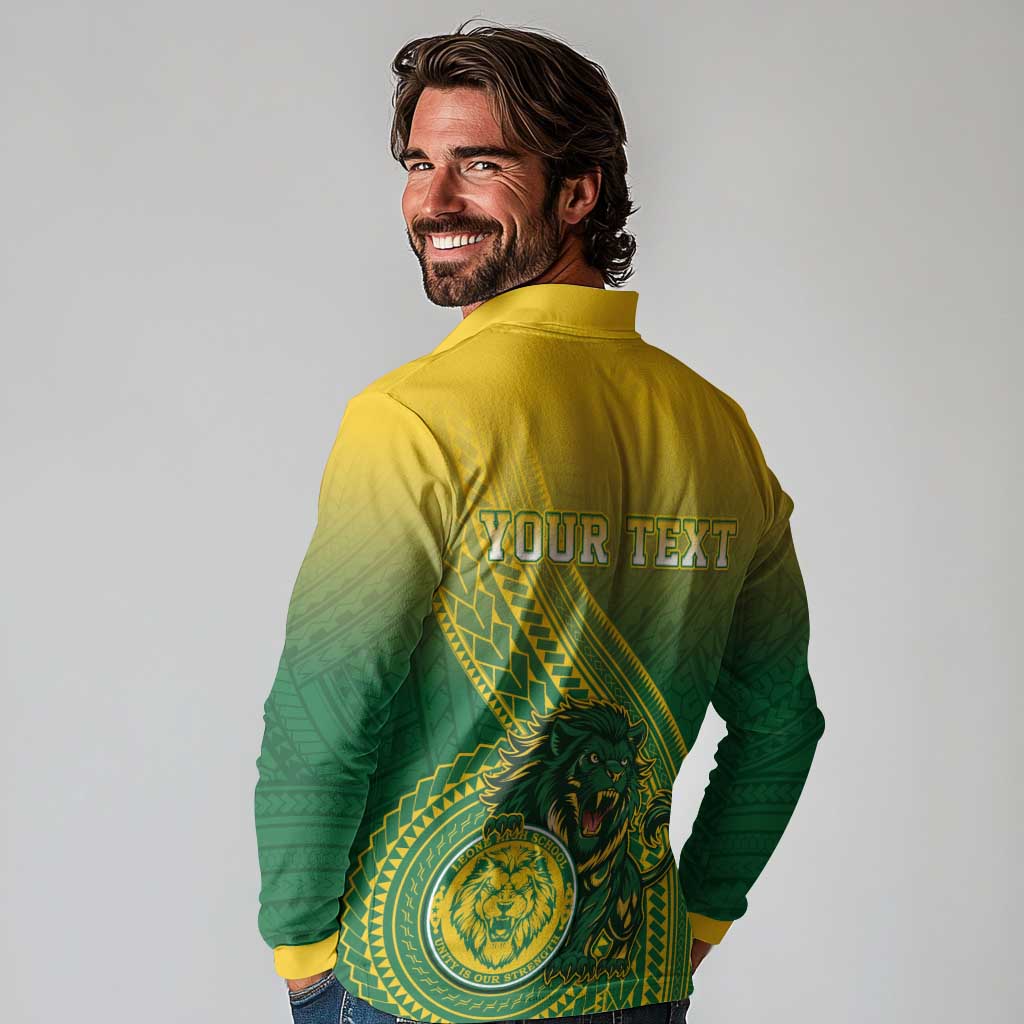 Personalized Leone High School Long Sleeve Polo Shirt Leone Lion