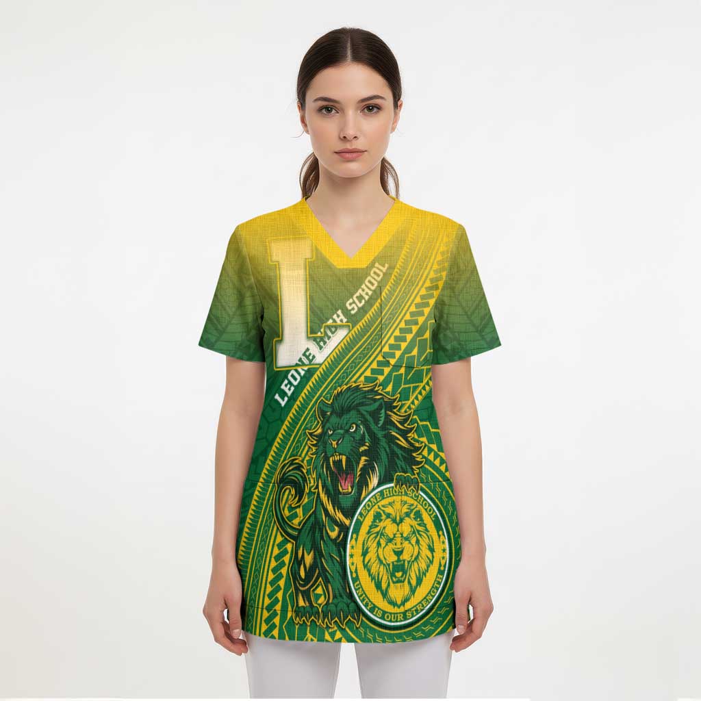 Personalized Leone High School Scrub Top Leone Lion LT05 - Polynesian Pride