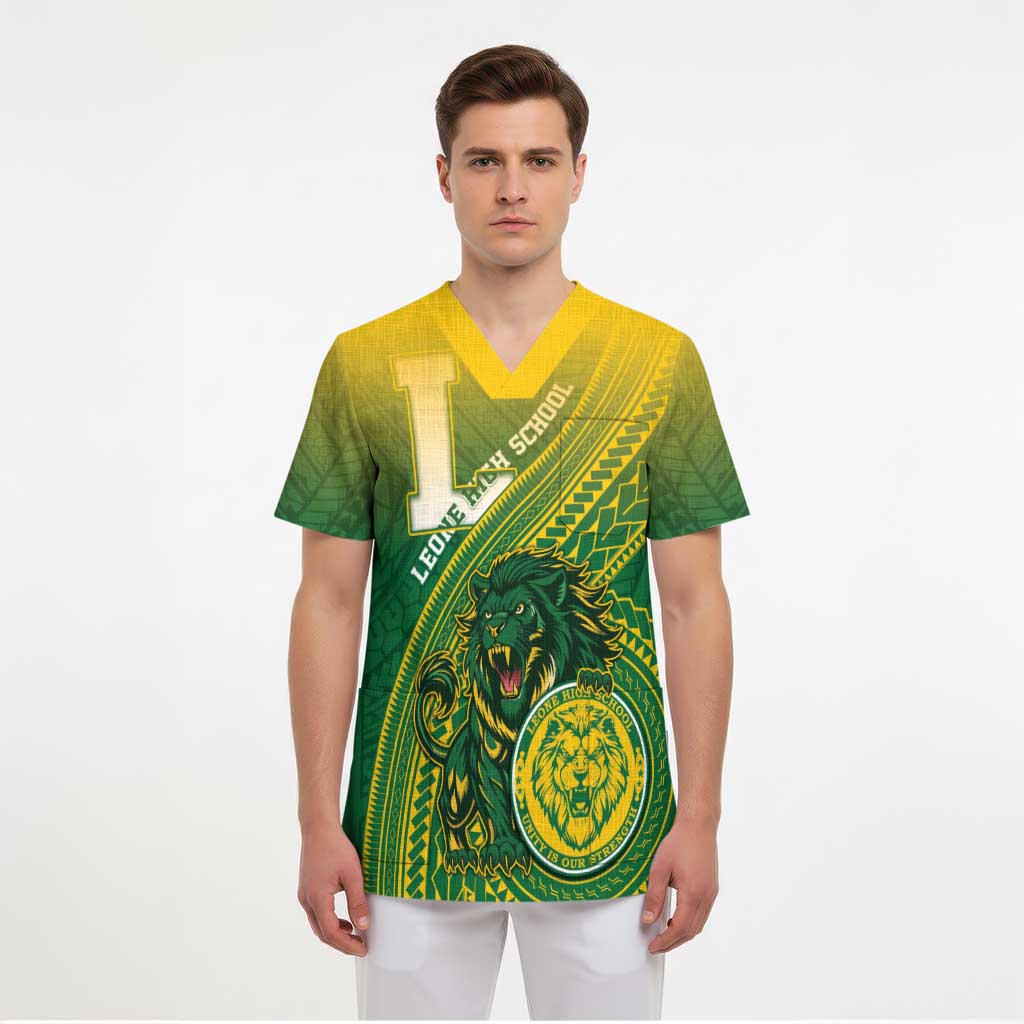 Personalized Leone High School Scrub Top Leone Lion LT05 - Polynesian Pride