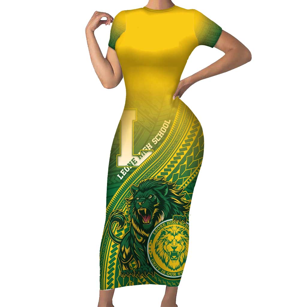 Personalized Leone High School Short Sleeve Bodycon Dress Leone Lion