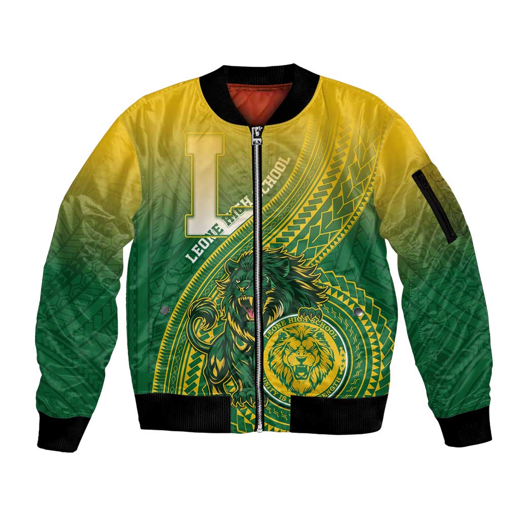 Personalized Leone High School Sleeve Zip Bomber Jacket Leone Lion
