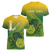 Personalized Leone High School Women V-Neck T-Shirt Leone Lion