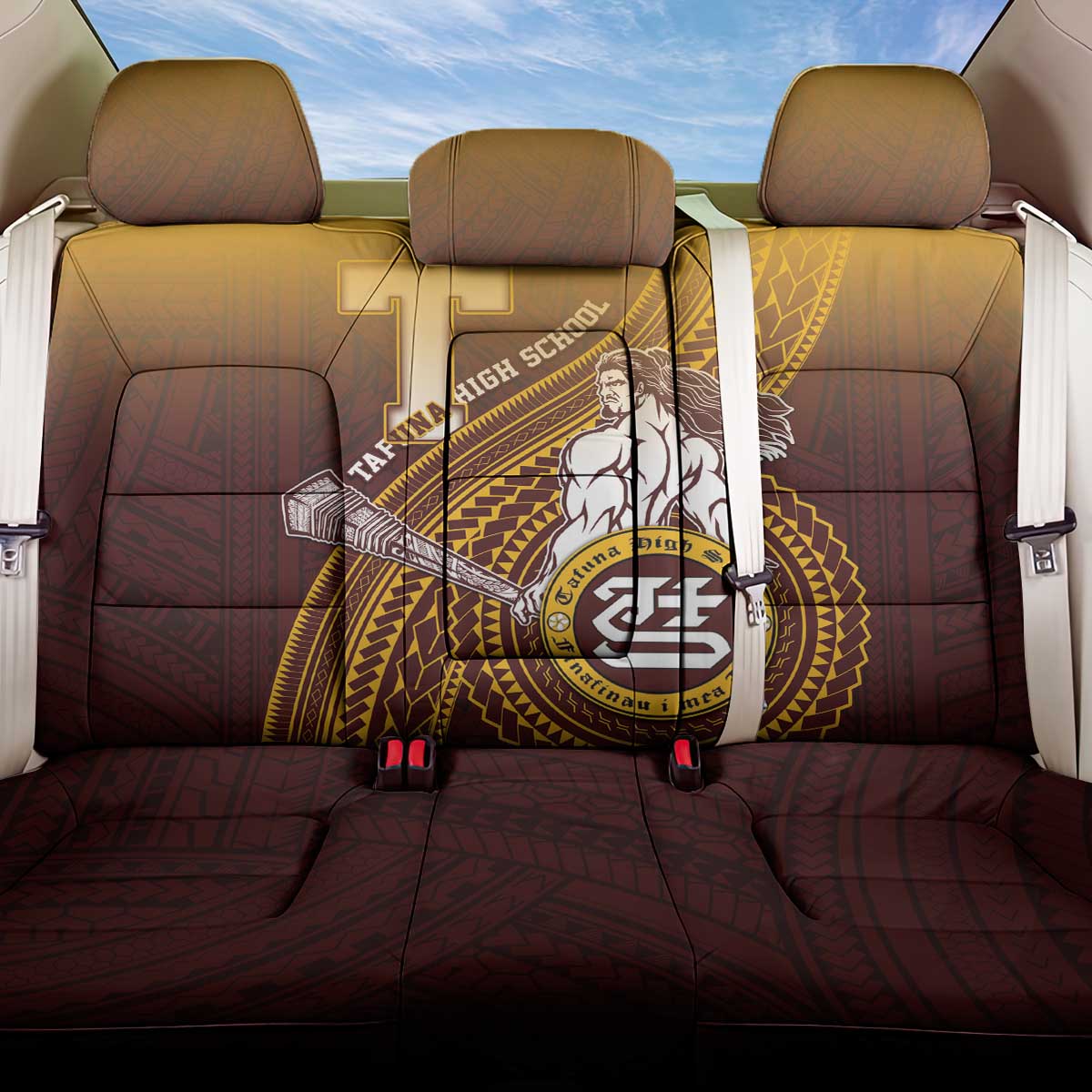 Tafuna High School Back Car Seat Cover Polynesian Warrior