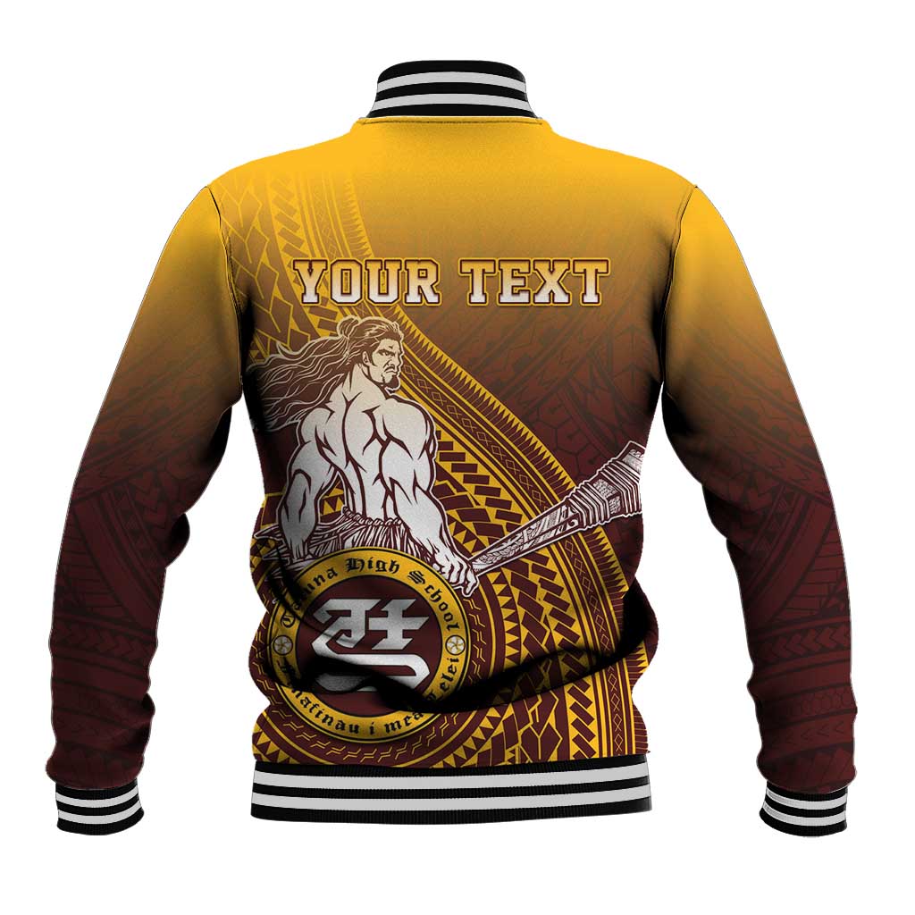 Personalized Tafuna High School Baseball Jacket Polynesian Warrior LT05 - Polynesian Pride