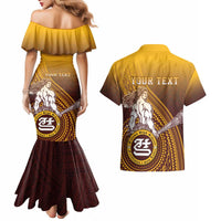 Personalized Tafuna High School Couples Matching Mermaid Dress and Hawaiian Shirt Polynesian Warrior
