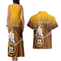 Personalized Tafuna High School Couples Matching Tank Maxi Dress and Hawaiian Shirt Polynesian Warrior