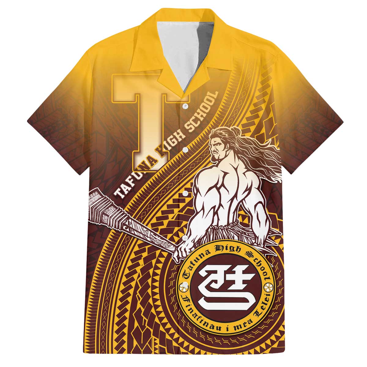Personalized Tafuna High School Family Matching Off The Shoulder Long Sleeve Dress and Hawaiian Shirt Polynesian Warrior