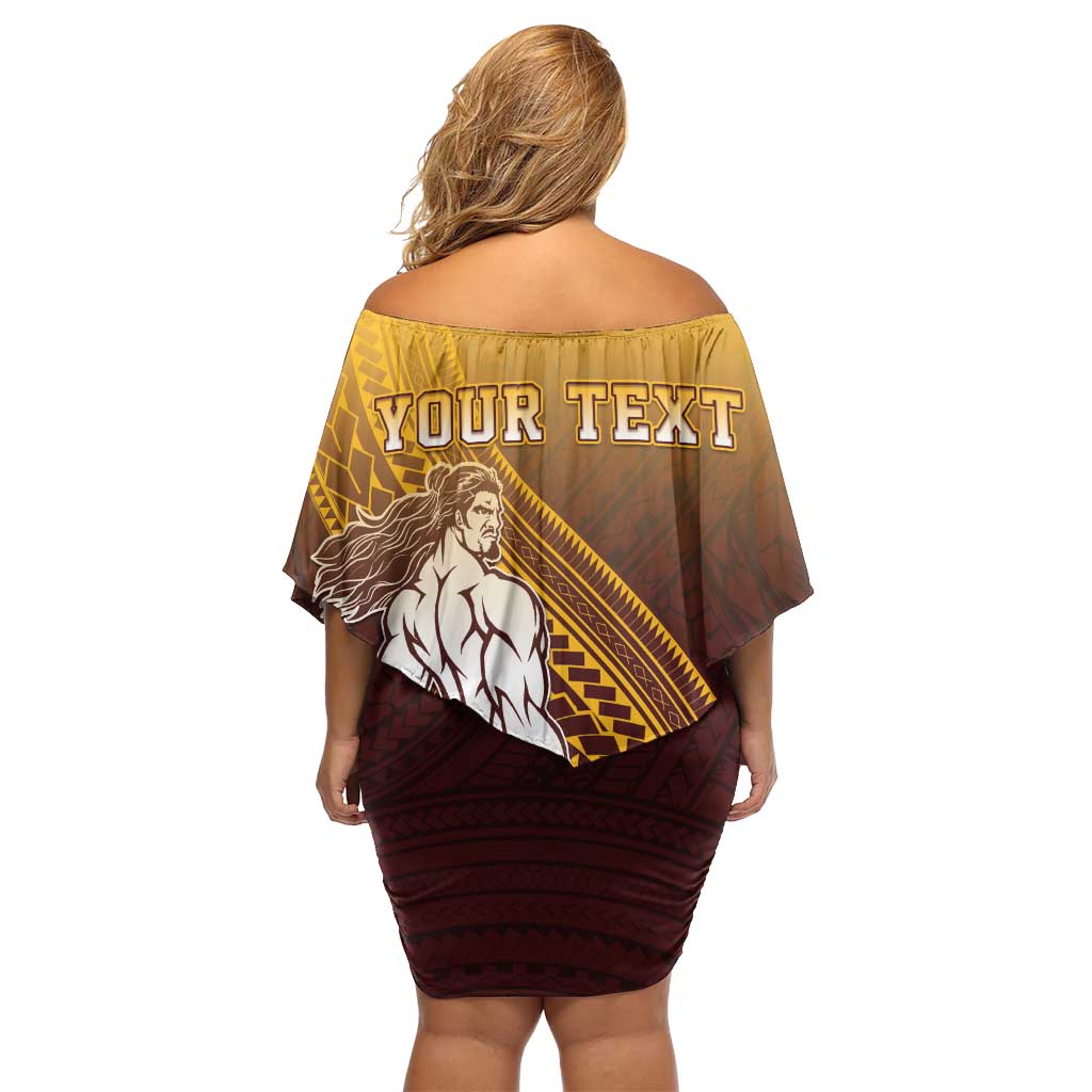 Personalized Tafuna High School Family Matching Off Shoulder Short Dress and Hawaiian Shirt Polynesian Warrior