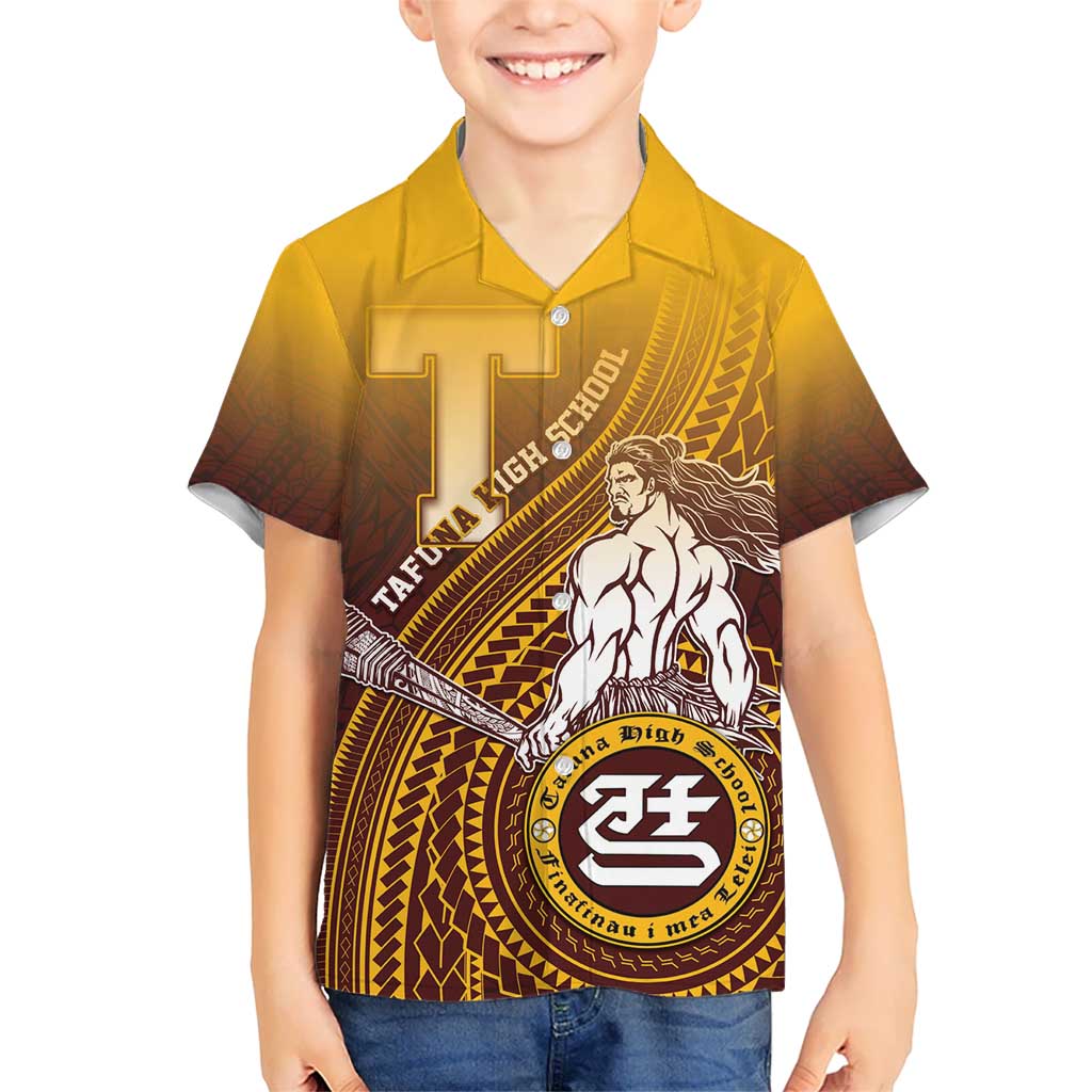 Personalized Tafuna High School Kid Hawaiian Shirt Polynesian Warrior