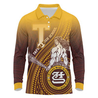 Personalized Tafuna High School Long Sleeve Polo Shirt Polynesian Warrior