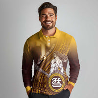 Personalized Tafuna High School Long Sleeve Polo Shirt Polynesian Warrior